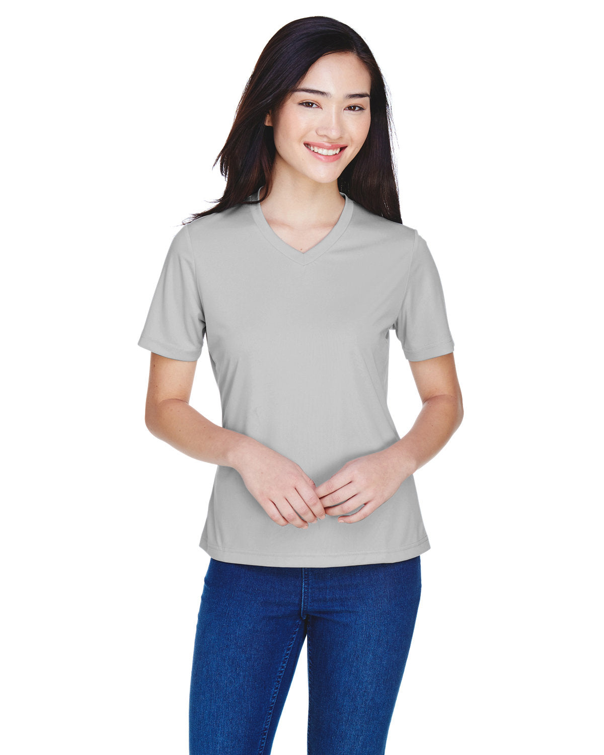 V Neck 100% Poly tee