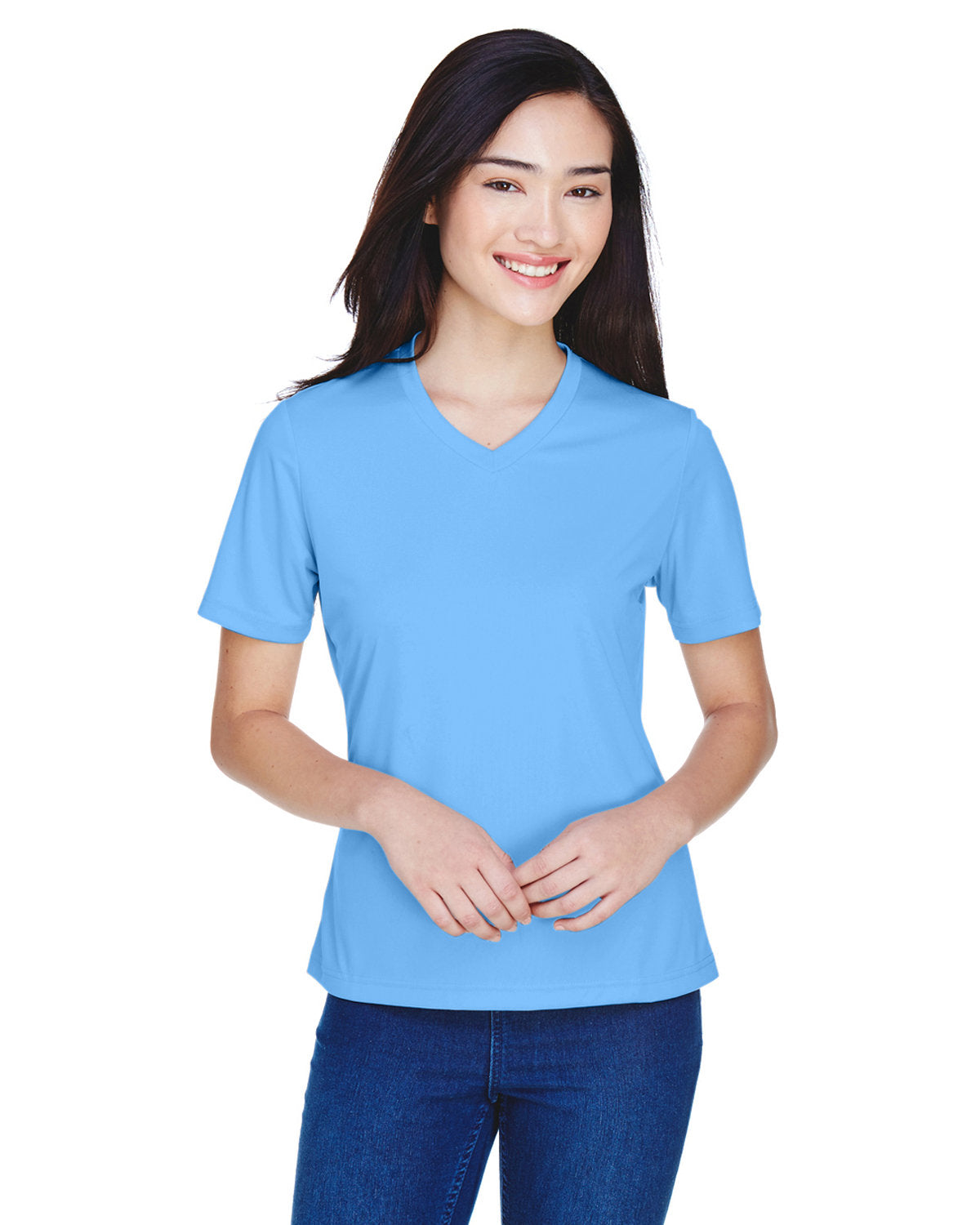 V Neck 100% Poly tee