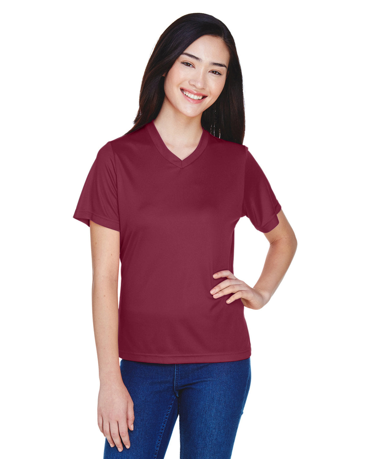 V Neck 100% Poly tee