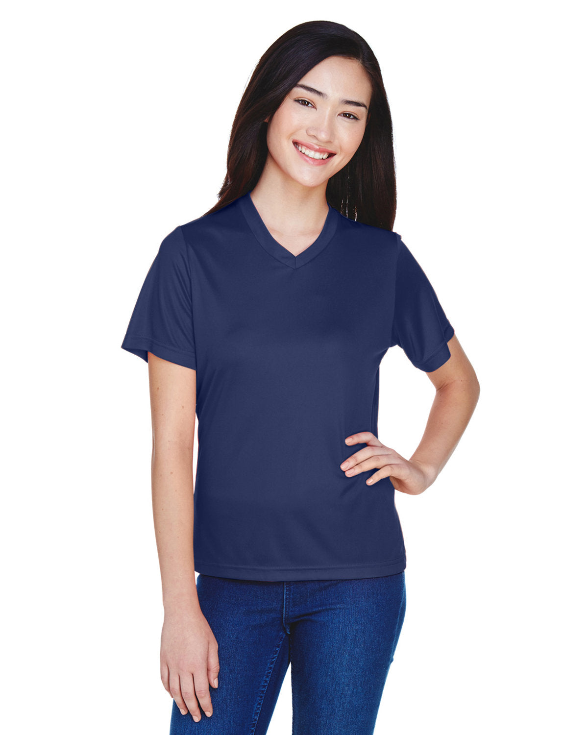 V Neck 100% Poly tee