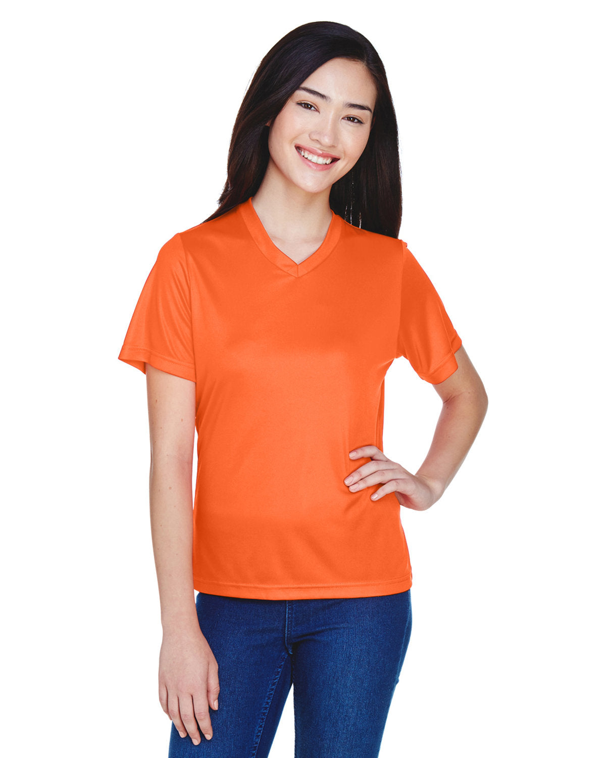 V Neck 100% Poly tee