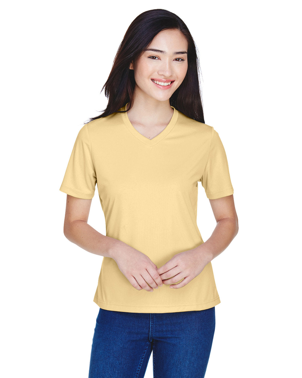 V Neck 100% Poly tee
