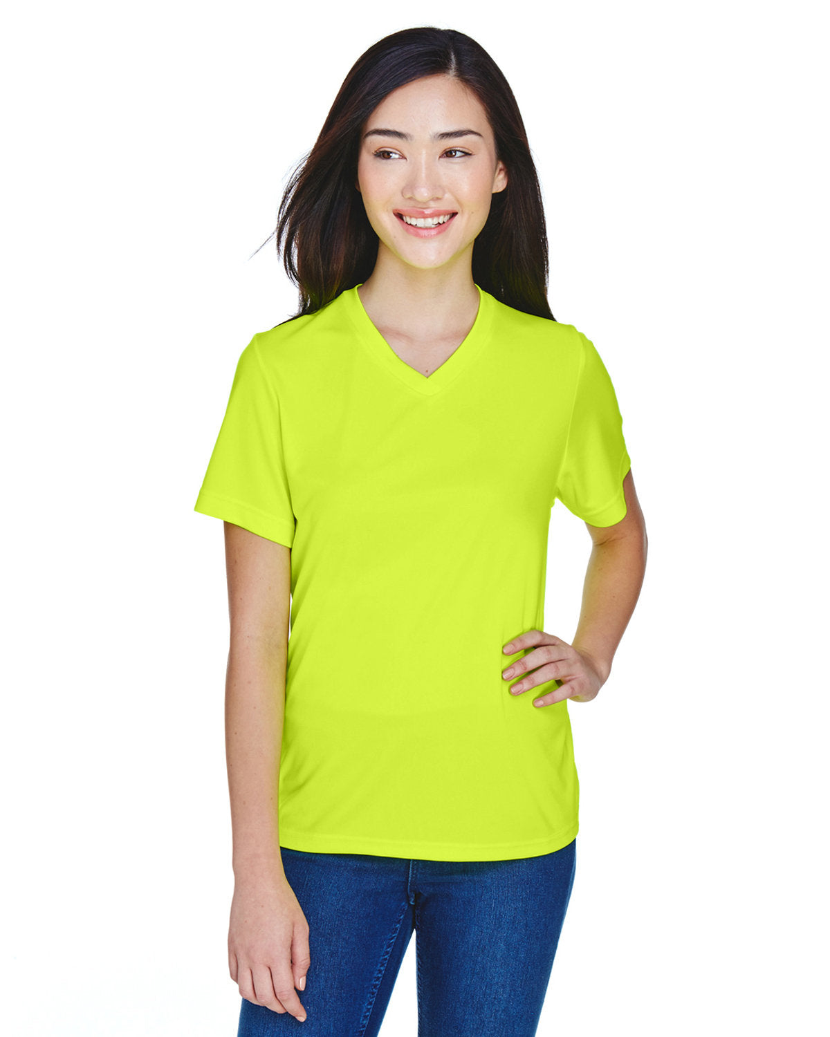 V Neck 100% Poly tee