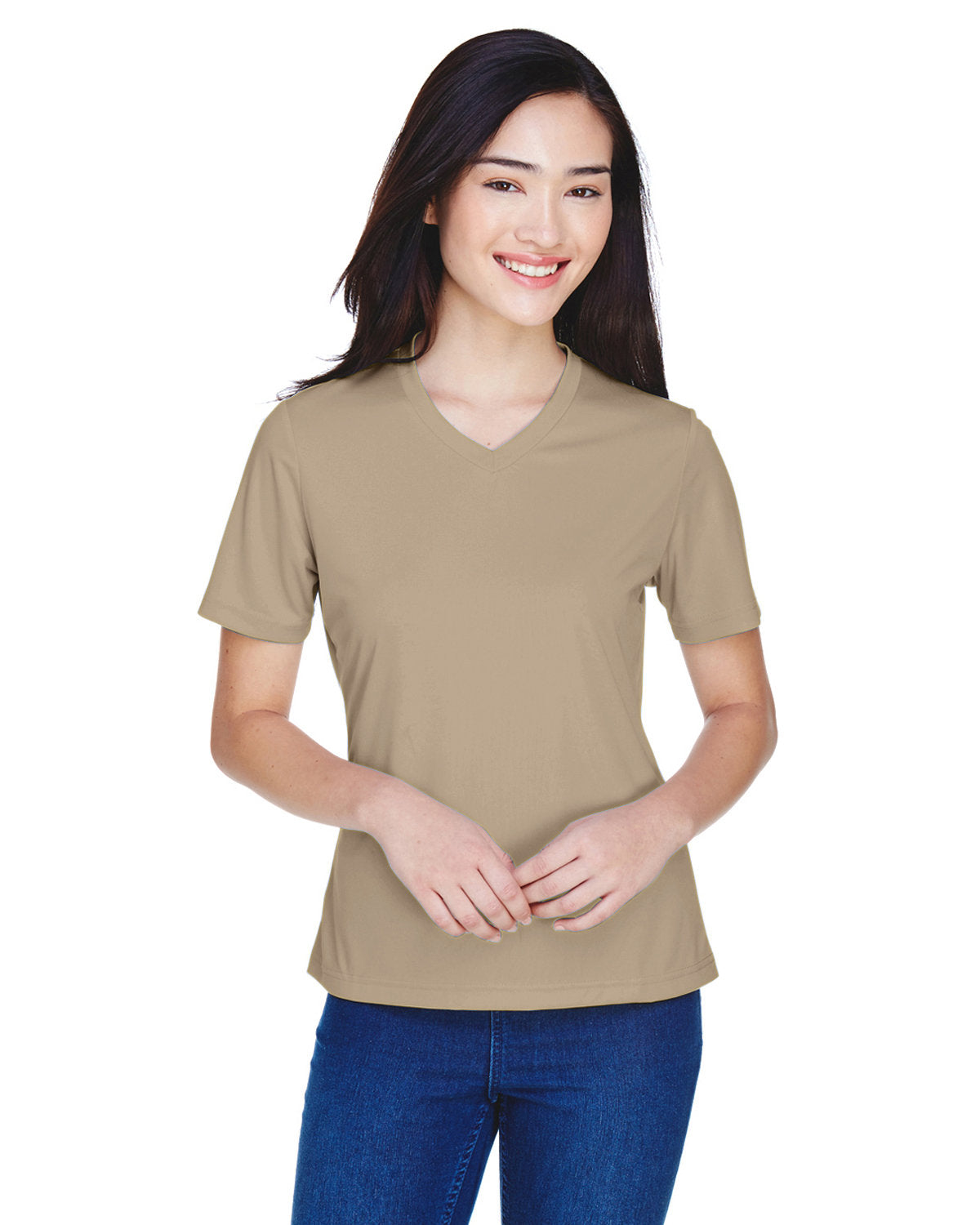 V Neck 100% Poly tee