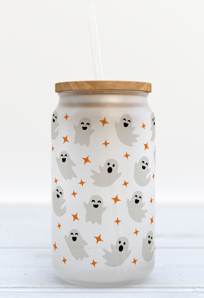 Halloween Ghost Glass Can