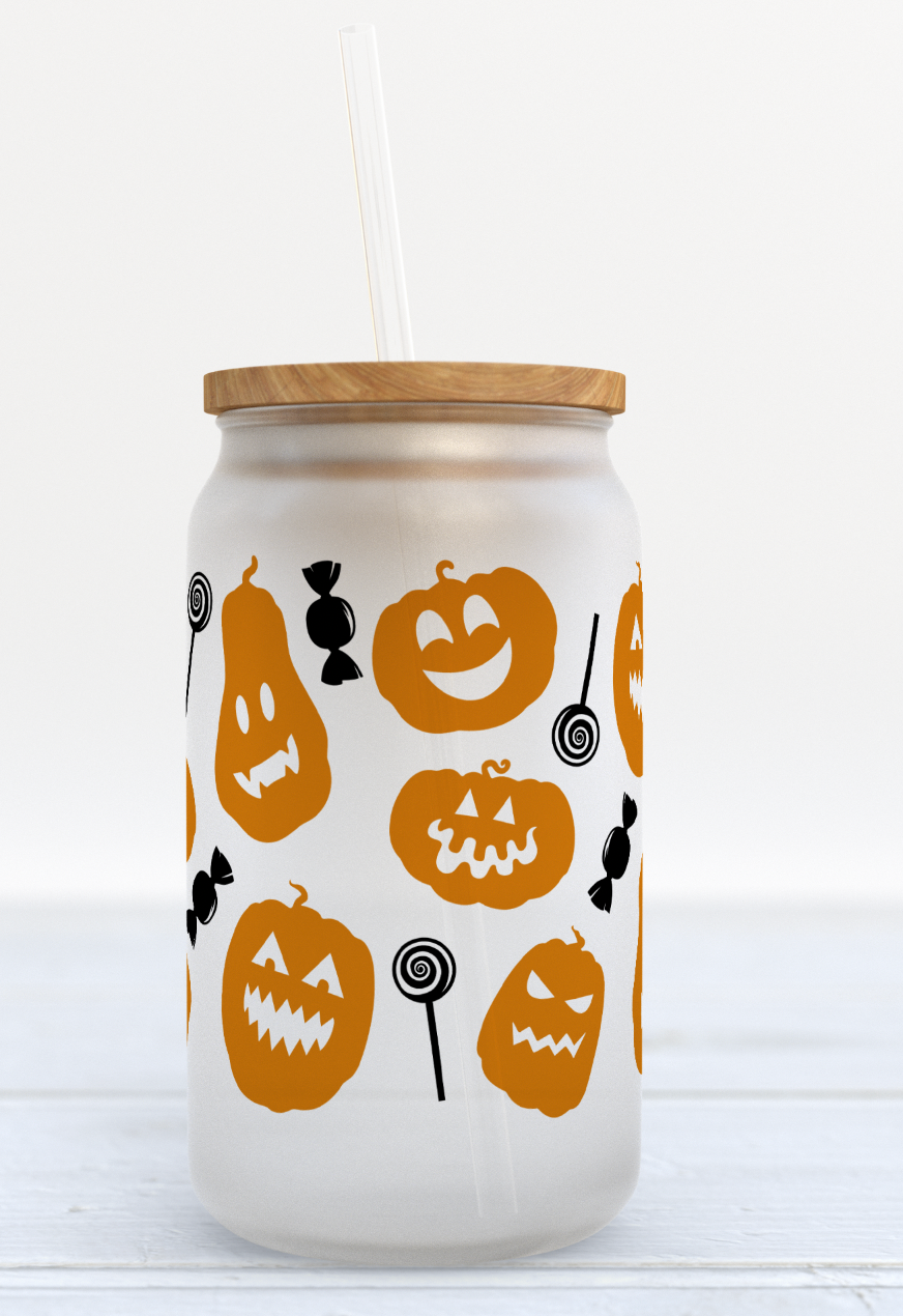 Halloween Pumpkin Glass Can