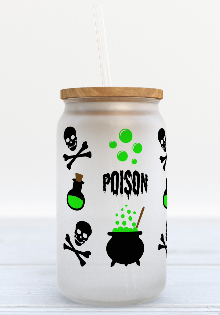 Halloween Witch Cauldron Glass Can
